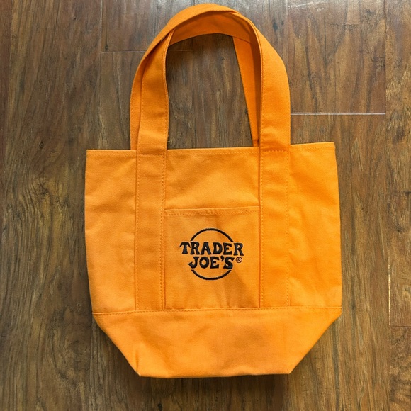 Trader Joe's limited edition mini canvas tote bag in orange - Picture 3 of 8
